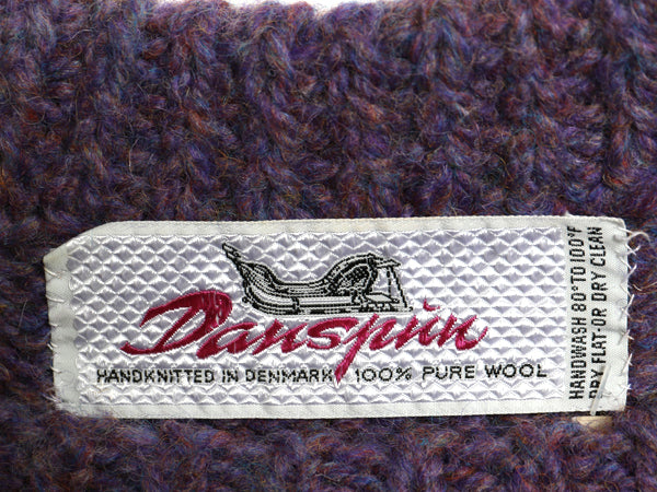 80s デンマーク製 ★ Danspin ノルディック ニット セーター メンズ レディース S ヴィンテージ ウール ハンドメイド 丸ヨーク 求心柄