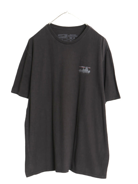 パタゴニア 両面 プリント 半袖 Tシャツ メンズ L アウトドア 白タグ ロゴ グラフィック アート イラスト バックプリント フィッツロイ 黒
