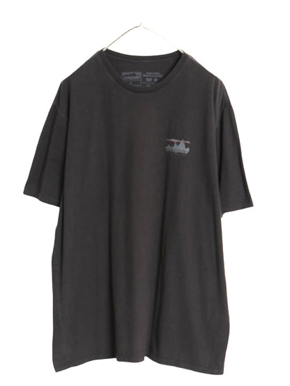 パタゴニア 両面 プリント 半袖 Tシャツ メンズ L アウトドア 白タグ ロゴ グラフィック アート イラスト バックプリント フィッツロイ 黒