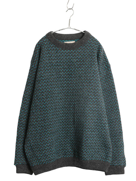 80s ノルウェー製 ★ エルエルビーン バーズアイ ニット セーター メンズ XL / 古着 ヴィンテージ ウール ノルディック 総柄 大きいサイズ