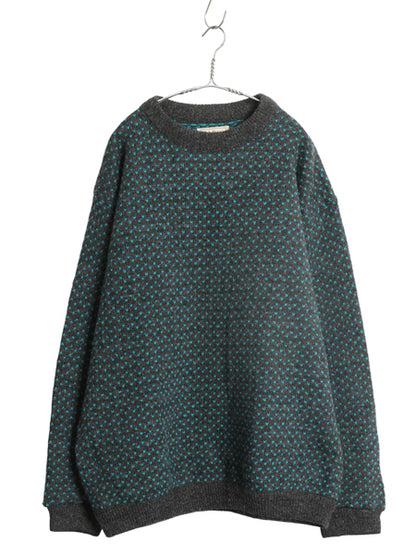 80s ノルウェー製 ★ エルエルビーン バーズアイ ニット セーター メンズ XL / 古着 ヴィンテージ ウール ノルディック 総柄 大きいサイズ