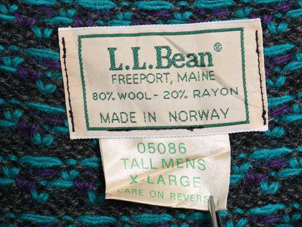 80s ノルウェー製 ★ エルエルビーン バーズアイ ニット セーター メンズ XL / 古着 ヴィンテージ ウール ノルディック 総柄 大きいサイズ