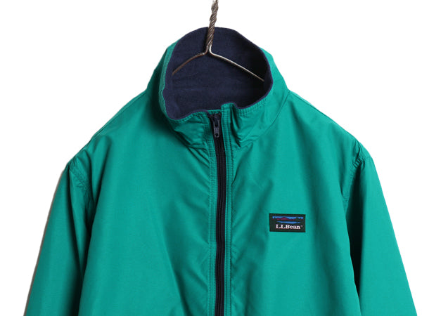 90s エルエルビーン ナイロン ジャケット メンズ S レディース M 古着 オールド アウトドア フルジップ ハイネック フリース ライナー付き