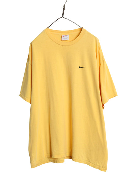 90s ナイキ スモール スウッシュ 刺繍 半袖 Tシャツ メンズ XL / オールド ヘビーウェイト コットン ワンポイント カットソー 大きいサイズ
