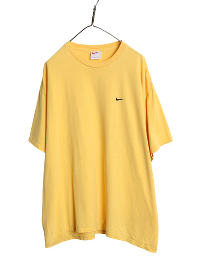 90s ナイキ スモール スウッシュ 刺繍 半袖 Tシャツ メンズ XL / オールド ヘビーウェイト コットン ワンポイント カットソー 大きいサイズ