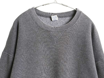 90s ラッセル 無地 スウェット メンズ レディース XXL / 古着 オールド トレーナー 前V 裏起毛 大きいサイズ ワンポイント ブランク グレー