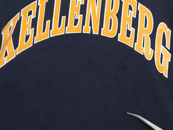 00s ラッセル カレッジ プリント スウェット フード パーカー メンズ レディース M オールド トレーナー 裏起毛 プルオーバー シンプル 紺