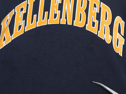 00s ラッセル カレッジ プリント スウェット フード パーカー メンズ レディース M オールド トレーナー 裏起毛 プルオーバー シンプル 紺