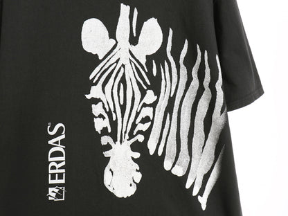90s 企業 シマウマ 両面 プリント Tシャツ メンズ XL オールド メッセージ グラフィック アート イラスト ヘビーウェイト 大きいサイズ 黒