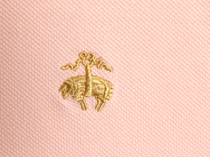 ブルックスブラザーズ 鹿の子 半袖 ポロシャツ メンズ S ワンポイント ロゴ SLIM FIT コットン カットソー トップス シンプル 無地 ピンク