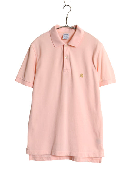ブルックスブラザーズ 鹿の子 半袖 ポロシャツ メンズ S ワンポイント ロゴ SLIM FIT コットン カットソー トップス シンプル 無地 ピンク