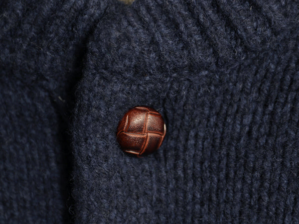 デットストック エルエルビーン ヘンリーネック ニット セーター メンズ M / ラム ウール モックネック 長袖ニット プルオーバー 無地 紺