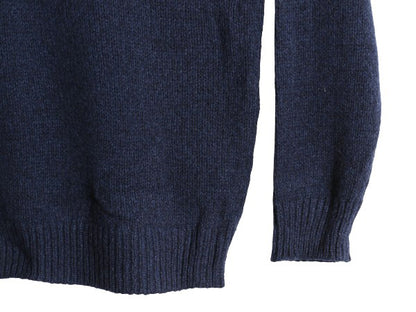 デットストック エルエルビーン ヘンリーネック ニット セーター メンズ M / ラム ウール モックネック 長袖ニット プルオーバー 無地 紺