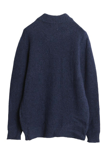 デットストック エルエルビーン ヘンリーネック ニット セーター メンズ M / ラム ウール モックネック 長袖ニット プルオーバー 無地 紺