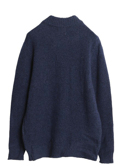 デットストック エルエルビーン ヘンリーネック ニット セーター メンズ M / ラム ウール モックネック 長袖ニット プルオーバー 無地 紺