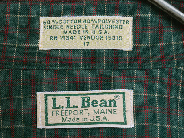 80s USA製 エルエルビーン チェック 半袖 ボタンダウン シャツ メンズ XL 程/ ヴィンテージ コットン ポリ オックスフォード 大きいサイズ