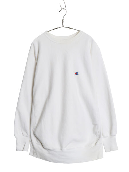 90s USA製 チャンピオン リバースウィーブ スウェット メンズ XL 古着 オールド トレーナー 裏起毛 ヘビーウェイト ワンポイント 目付き 白