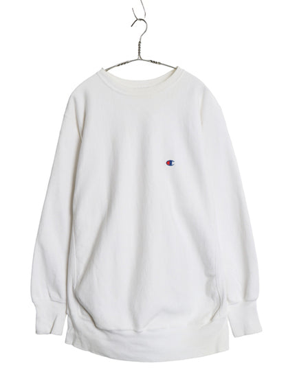90s USA製 チャンピオン リバースウィーブ スウェット メンズ XL 古着 オールド トレーナー 裏起毛 ヘビーウェイト ワンポイント 目付き 白