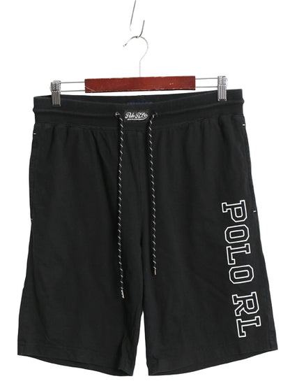 ポロ ラルフローレン コットン ショートパンツ メンズ M ロゴ プリント ストレッチ ショーツ イージーパンツ ポケット付き トレーニング 黒