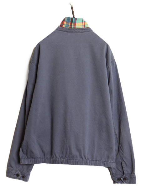 90s ポロ ラルフローレン スイングトップ ジャケット メンズ XL 古着 オールド コットン ブルゾン ワンポイント 大きいサイズ 淡い ブルー