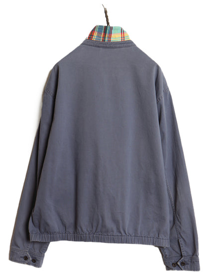 90s ポロ ラルフローレン スイングトップ ジャケット メンズ XL 古着 オールド コットン ブルゾン ワンポイント 大きいサイズ 淡い ブルー