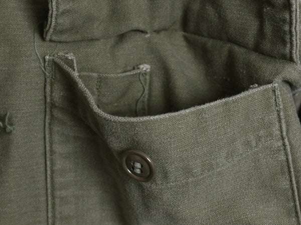 60s 米軍実物 US ARMY コットン サテン ユーティリティ シャツ M / ヴィンテージ OG107 シャツ袖 1st ミリタリー 軍物 長袖シャツ オリーブ