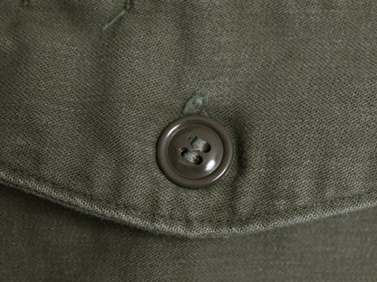 60s 米軍実物 US ARMY コットン サテン ユーティリティ シャツ M / ヴィンテージ OG107 シャツ袖 1st ミリタリー 軍物 長袖シャツ オリーブ