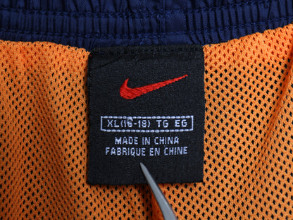 00s ナイキ ナイロン トラック パンツ メンズ XL オールド ウォームアップ イージーパンツ スポーツ スモール スウッシュ ライナー付き 紺
