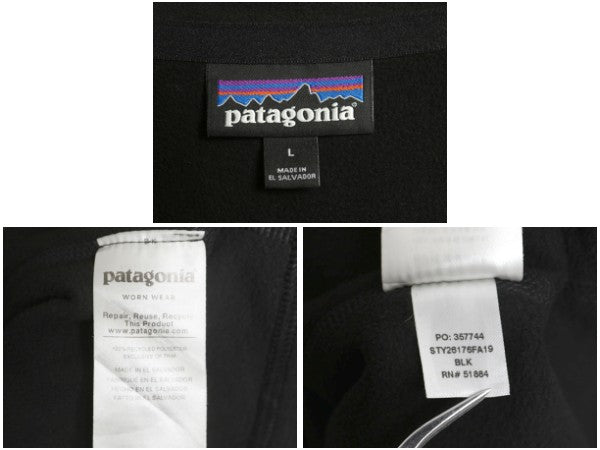 パタゴニア マイクロD ハーフジップ フリース プルオーバー メンズ L / 19年製 アウトドア ロンT 長袖 Tシャツ ハイネック ブラック 企業物