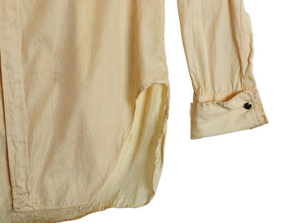 20s 30s ★ Elbeco バンドカラー ドレス シャツ メンズ M ヴィンテージ アンティーク ノーカラー 付け襟 長袖シャツ マチ付き ダブルカフス