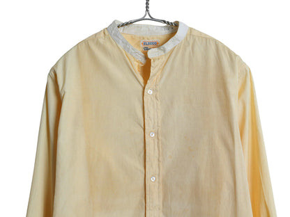 20s 30s ★ Elbeco バンドカラー ドレス シャツ メンズ M ヴィンテージ アンティーク ノーカラー 付け襟 長袖シャツ マチ付き ダブルカフス