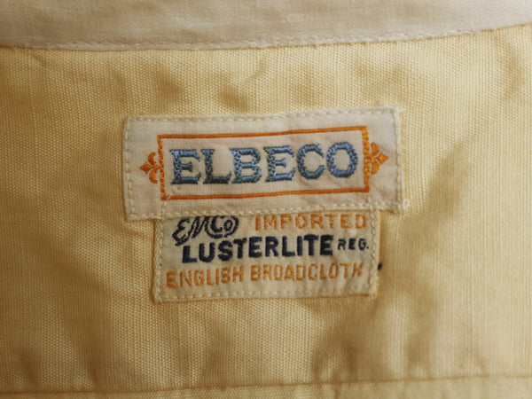 20s 30s ★ Elbeco バンドカラー ドレス シャツ メンズ M ヴィンテージ アンティーク ノーカラー 付け襟 長袖シャツ マチ付き ダブルカフス
