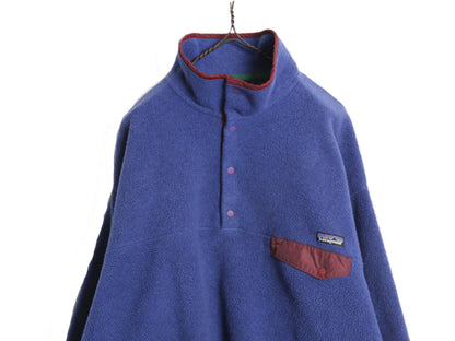 90s USA製 ★ パタゴニア シンチラ スナップT メンズ XL 96年製 オールド アウトドア フリース ジャケット ハイネック ブルー 大きいサイズ