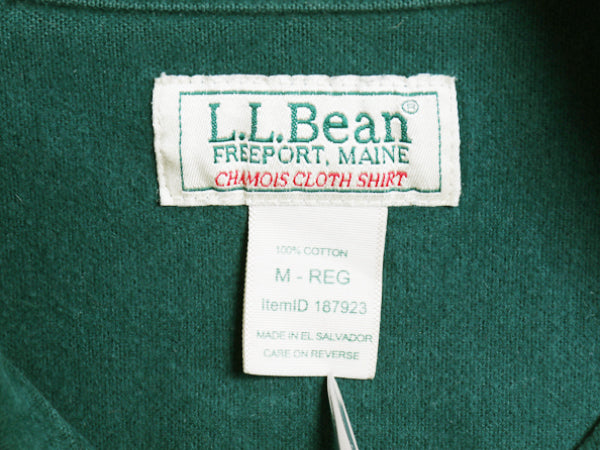 エルエルビーン シャモア クロス 長袖 シャツ メンズ M ネルシャツ TRADITIONAL FIT ヘビーウェイト コットン ポケット付き 無地 グリーン