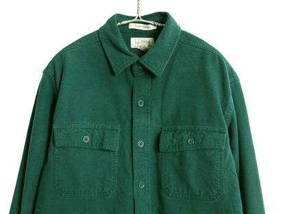 エルエルビーン シャモア クロス 長袖 シャツ メンズ M ネルシャツ TRADITIONAL FIT ヘビーウェイト コットン ポケット付き 無地 グリーン