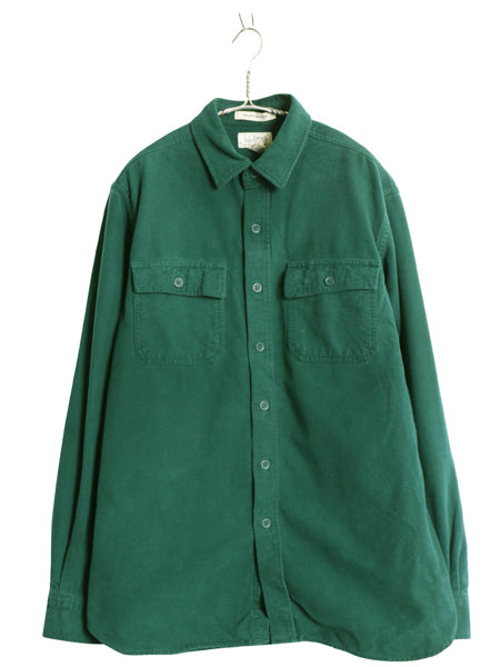 エルエルビーン シャモア クロス 長袖 シャツ メンズ M ネルシャツ TRADITIONAL FIT ヘビーウェイト コットン ポケット付き 無地 グリーン