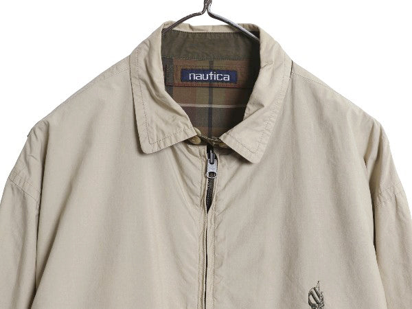 90s ノーティカ リバーシブル スイングトップ ジャケット メンズ M / 古着 オールド チェック フルジップ コットン ブルゾン マルチカラー
