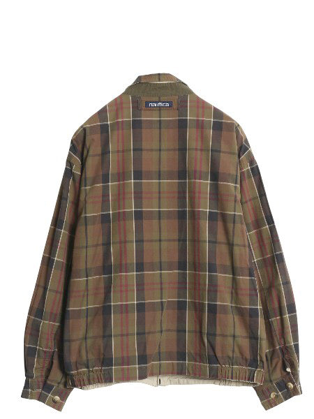 90s ノーティカ リバーシブル スイングトップ ジャケット メンズ M / 古着 オールド チェック フルジップ コットン ブルゾン マルチカラー