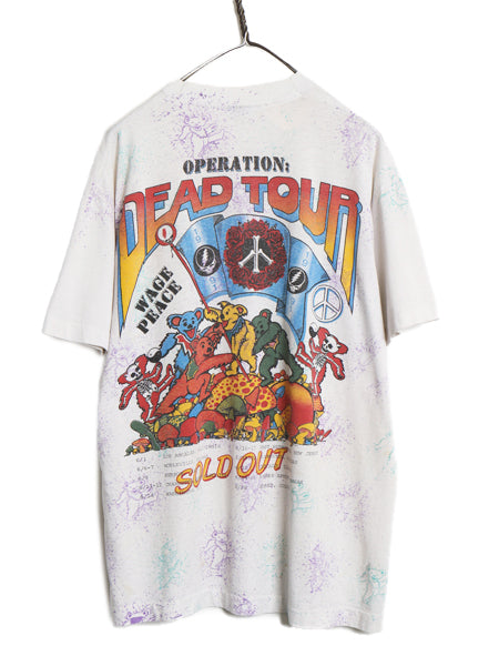 90s USA製 ★ グレイトフルデッド ツアー イラスト オールオーバー プリント Tシャツ メンズ XL / 当時物 バンド ロック ベア キャラクター