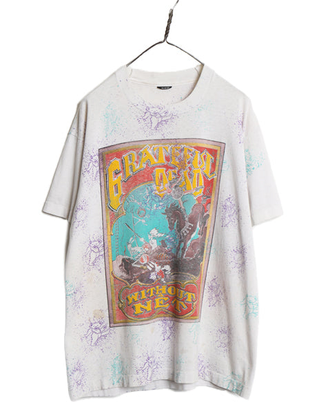 90s USA製 ★ グレイトフルデッド ツアー イラスト オールオーバー プリント Tシャツ メンズ XL / 当時物 バンド ロック ベア キャラクター