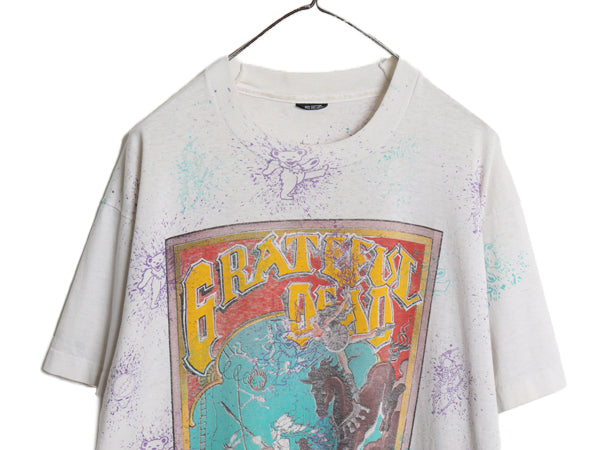 90s USA製 ★ グレイトフルデッド ツアー イラスト オールオーバー プリント Tシャツ メンズ XL / 当時物 バンド ロック ベア キャラクター