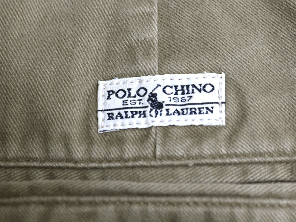 90s ポロ ラルフローレン コットン チノ パンツ 実寸 32 31 古着 オールド スラックス チノパン ストレート ツータック 裾ダブル ポロチノ