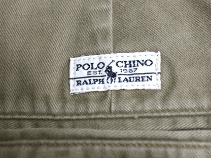 90s ポロ ラルフローレン コットン チノ パンツ 実寸 32 31 古着 オールド スラックス チノパン ストレート ツータック 裾ダブル ポロチノ