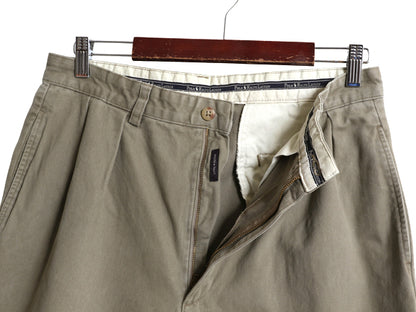 90s ポロ ラルフローレン コットン チノ パンツ 実寸 32 31 古着 オールド スラックス チノパン ストレート ツータック 裾ダブル ポロチノ