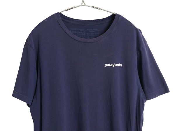 パタゴニア 両面 プリント 半袖 Tシャツ メンズ M 古着 19年製 アウトドア P6 バックプリント ボックスロゴ カットソー スリム フィット 紺