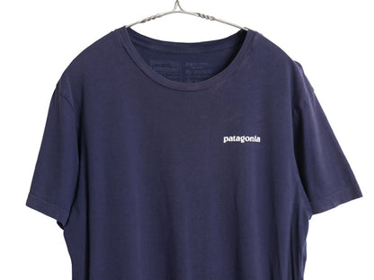 パタゴニア 両面 プリント 半袖 Tシャツ メンズ M 古着 19年製 アウトドア P6 バックプリント ボックスロゴ カットソー スリム フィット 紺