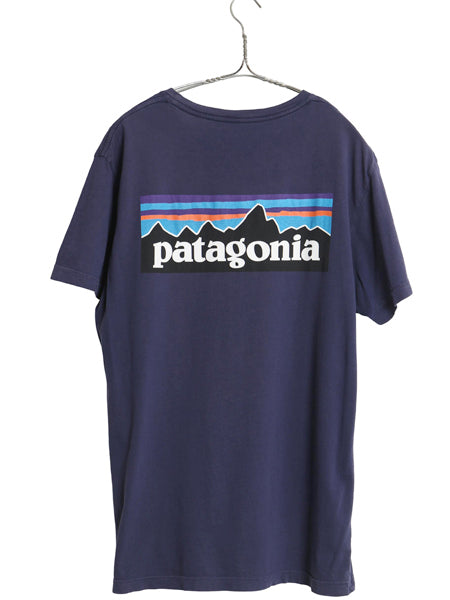 パタゴニア 両面 プリント 半袖 Tシャツ メンズ M 古着 19年製 アウトドア P6 バックプリント ボックスロゴ カットソー スリム フィット 紺
