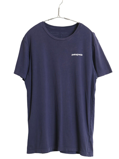 パタゴニア 両面 プリント 半袖 Tシャツ メンズ M 古着 19年製 アウトドア P6 バックプリント ボックスロゴ カットソー スリム フィット 紺
