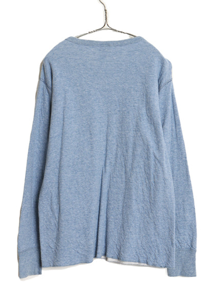 90s USA製 デュオフォールド 2レイヤー 長袖 Tシャツ メンズ L / オールド ロンT アンダーシャツ 無地 ストレッチ インナー カットソー 青
