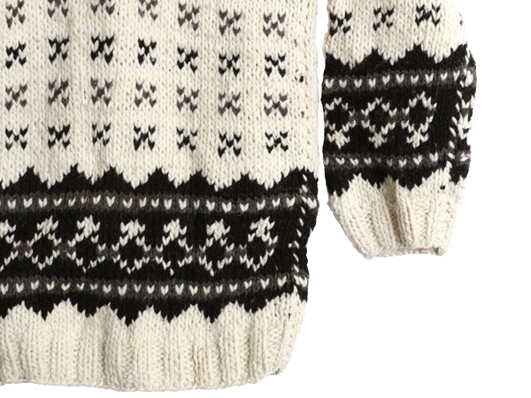 エクアドル製 ウール ニット セーター メンズ レディース L / 総柄 手編み ハンドメイド ノルディック バーズアイ ローゲージ マルチカラー